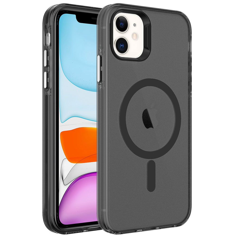 Apple iPhone 11 Kılıf Zore M-safe Şarj Özellikli Buzlu Transparan C-Pro Sert Kapak