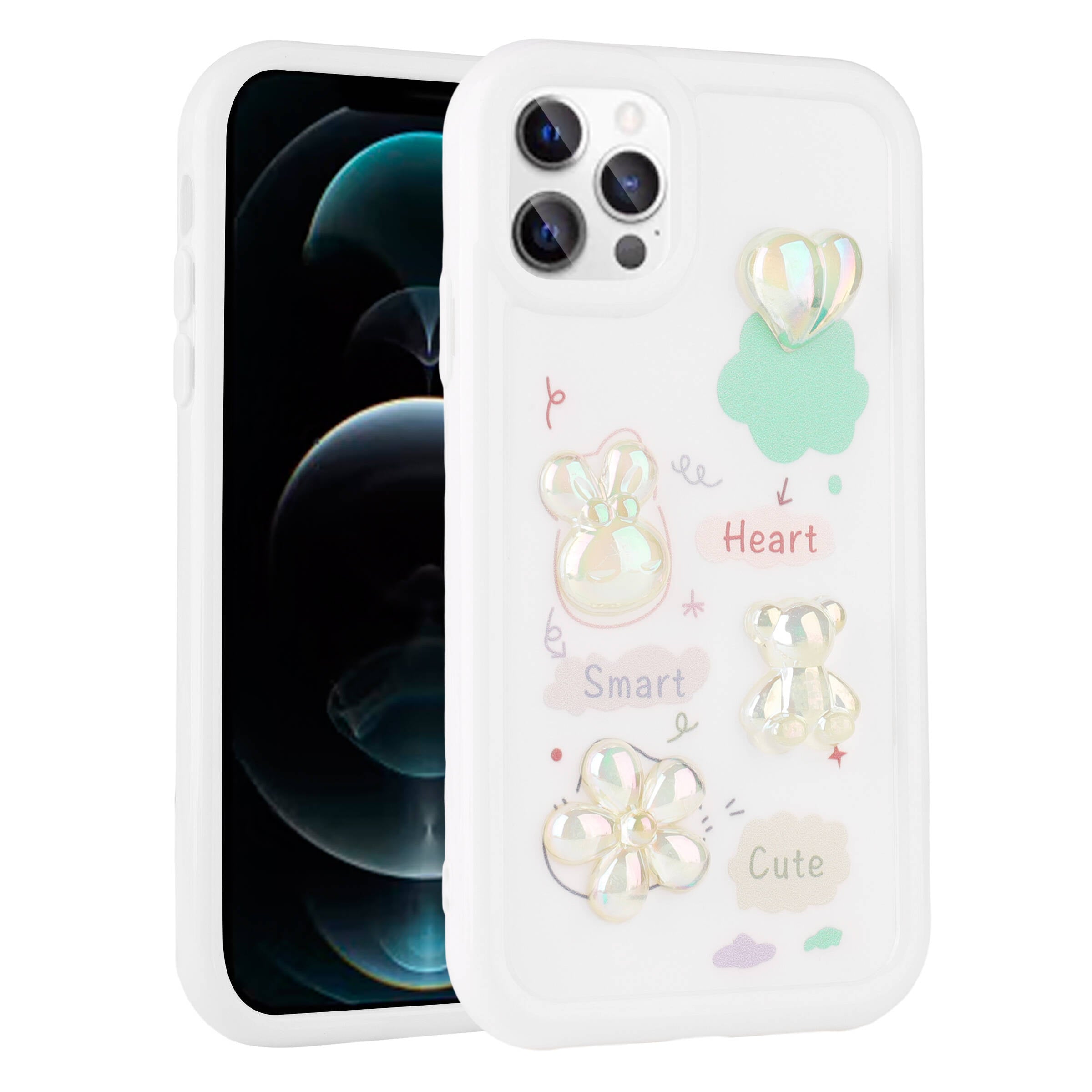 Apple iPhone 13 Pro Max Kılıf Kabartma Figürlü Parlak Zore Toys Silikon Kapak