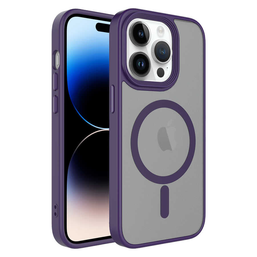 Apple iPhone 13 Pro Max Kılıf Mat Arka Yüzey Wireless Şarj Özellikli Zore Flet M-safe Kapak