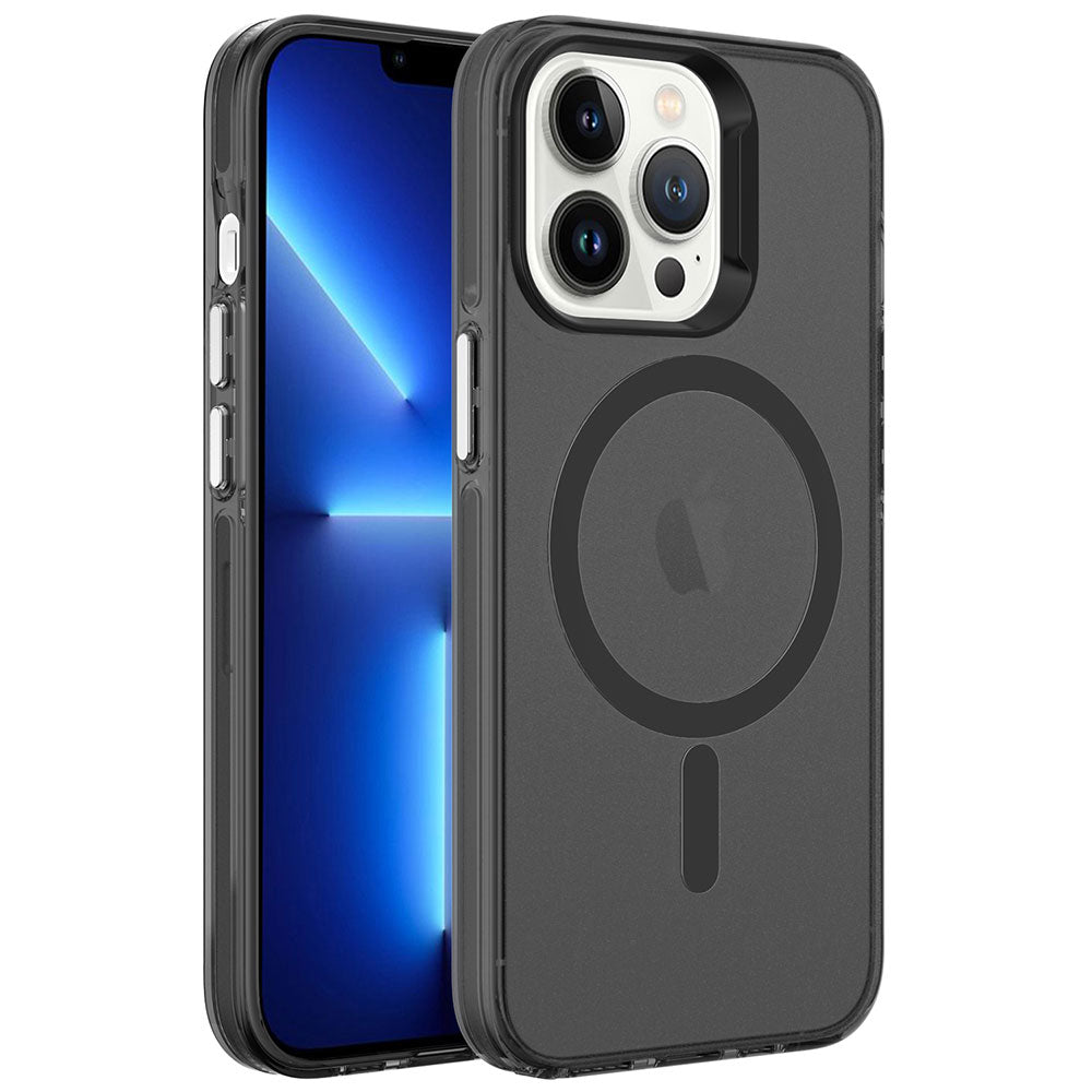 Apple iPhone 13 Pro Max Kılıf Zore M-safe Şarj Özellikli Buzlu Transparan C-Pro Sert Kapak