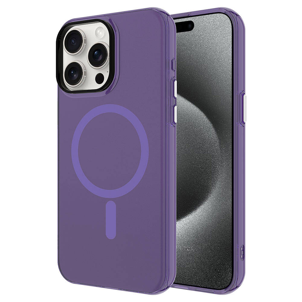 Apple iPhone 15 Pro Max Kılıf Zore M-safe Şarj Özellikli Buzlu Transparan C-Pro Sert Kapak