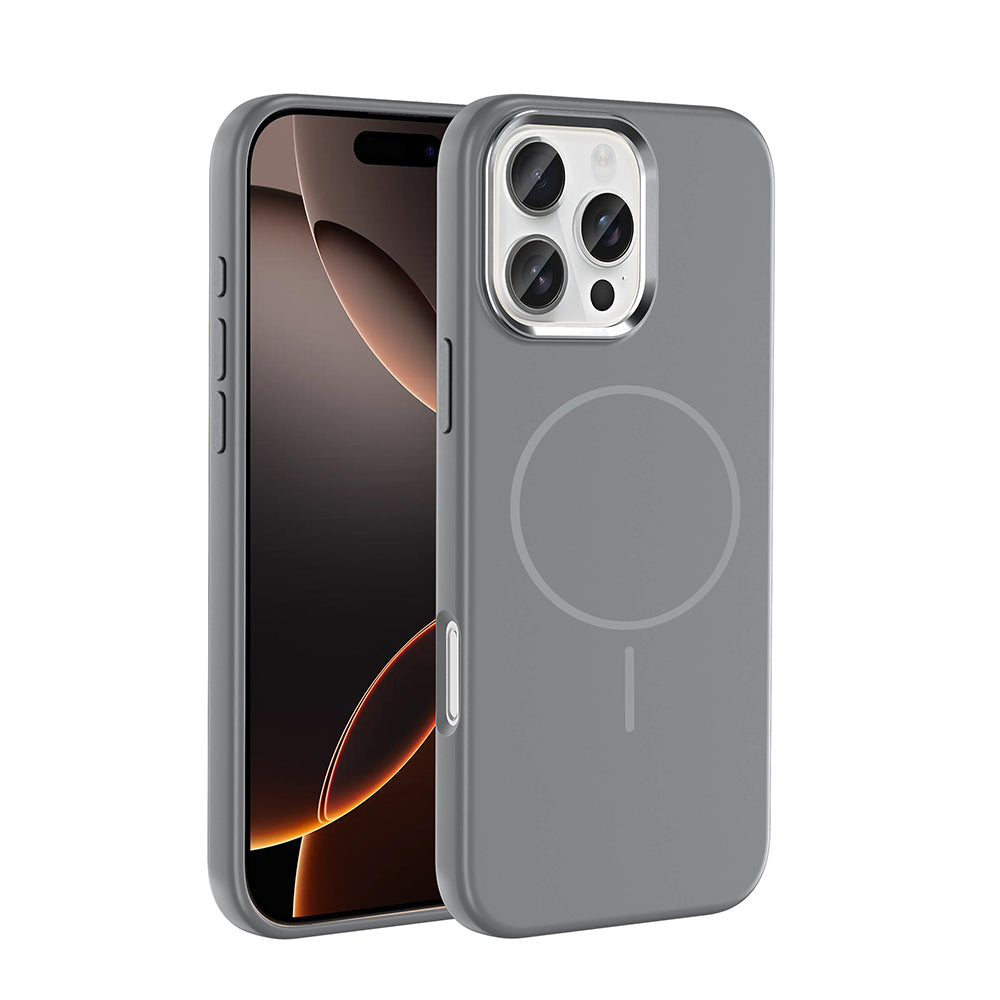 Apple iPhone 16 Pro Max Kılıf M-Safe Şarj Özellikli Metal Kamera Çerçeveli Zore Edi Silikon Kapak