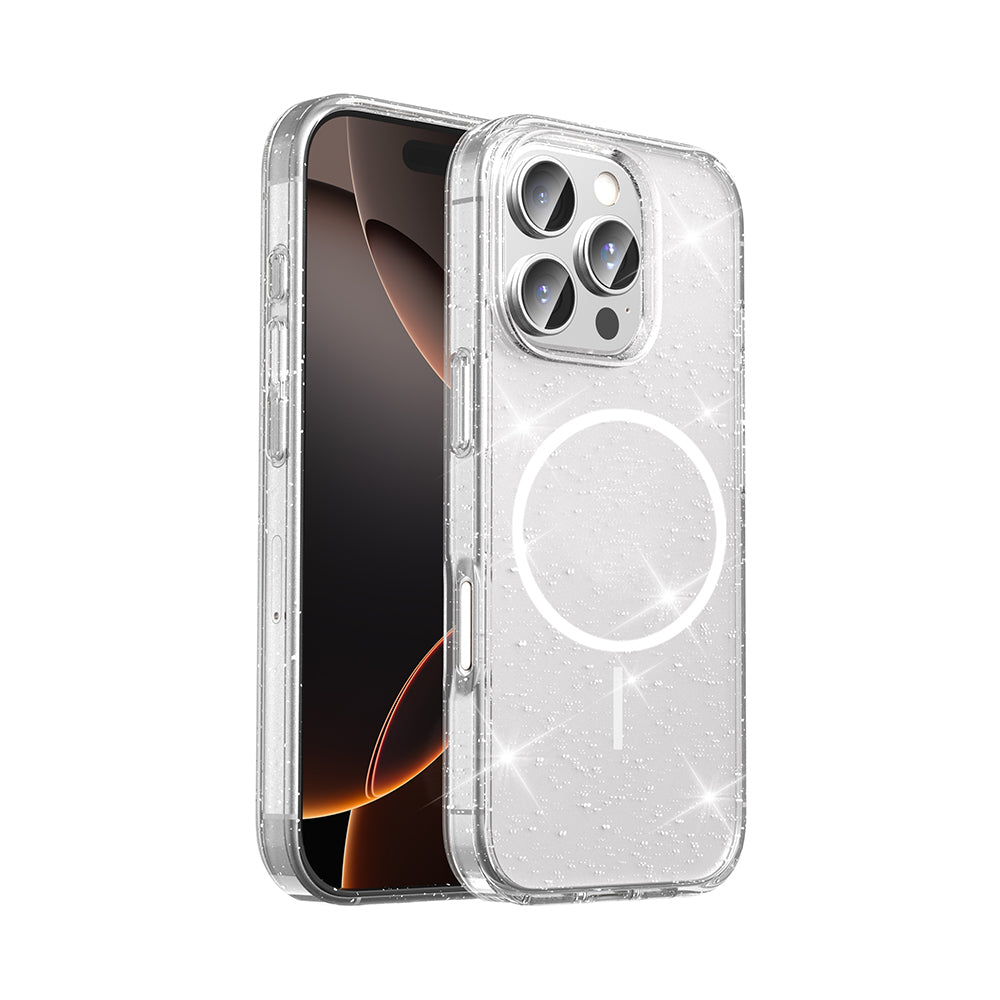 Apple iPhone 16 Pro Max Kılıf M-safe Şarj Özellikli Parlayan Simli Saydam Renkli Zore Maris Kapak