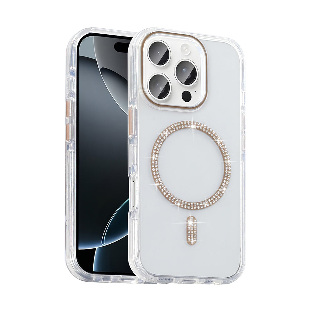 Apple iPhone 16 Pro Max Kılıf Taşlı Tasarım M-safe Şarj Özellikli Zore Koment Silikon Kapak