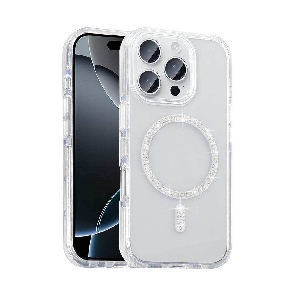 Apple iPhone 16 Pro Max Kılıf Taşlı Tasarım M-safe Şarj Özellikli Zore Koment Silikon Kapak