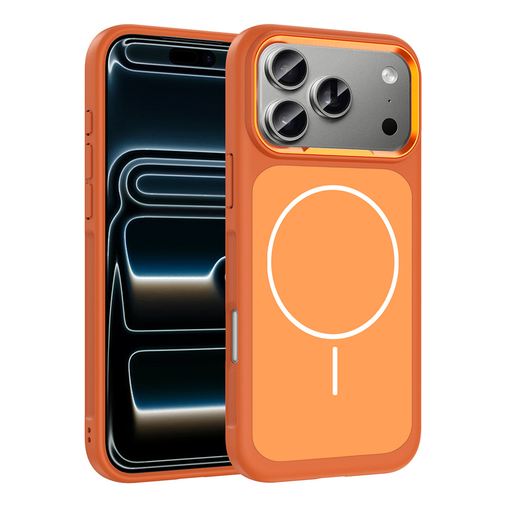 Apple iPhone 17 Pro Kılıf M-Safe Şarj Özellikli Metal Kamera Çerçeveli Zore Sanremo Silikon Kapak