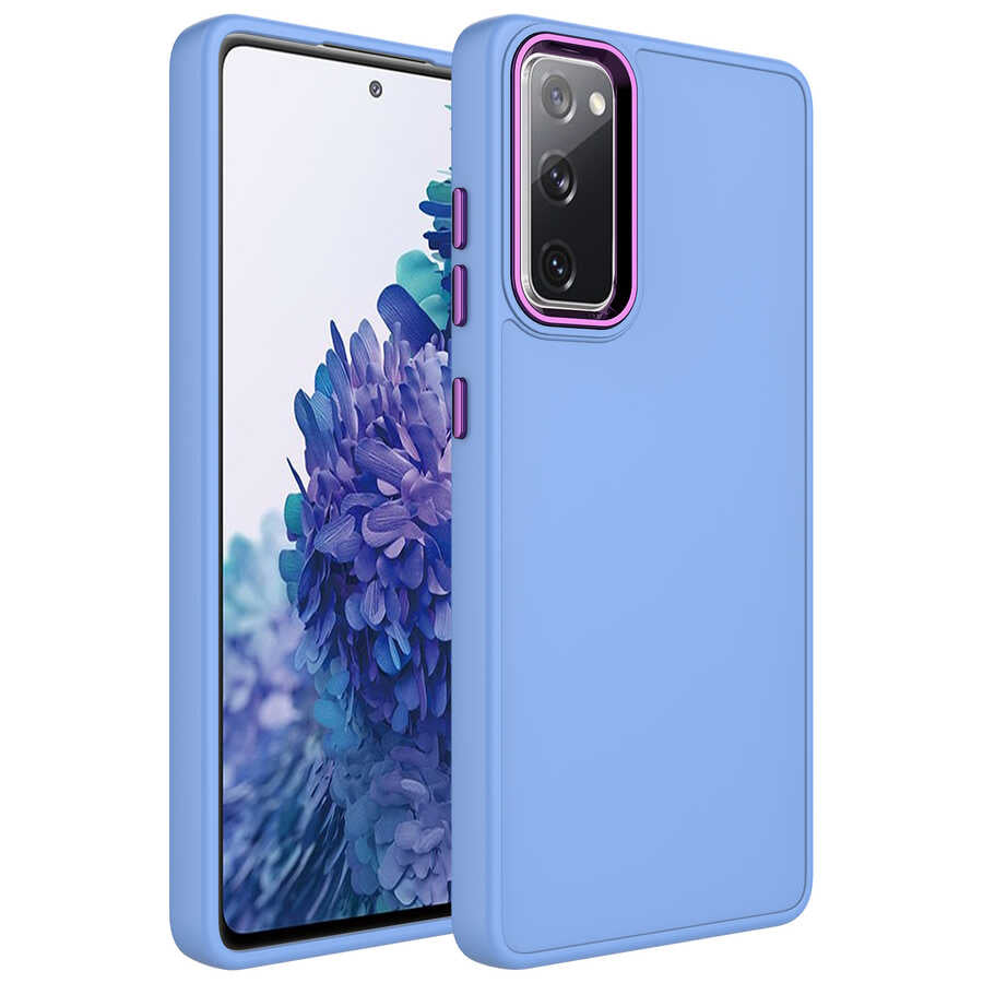 Galaxy S20 FE Kılıf Metal Çerçeve ve Buton Tasarımlı Silikon Zore Luna Kapak