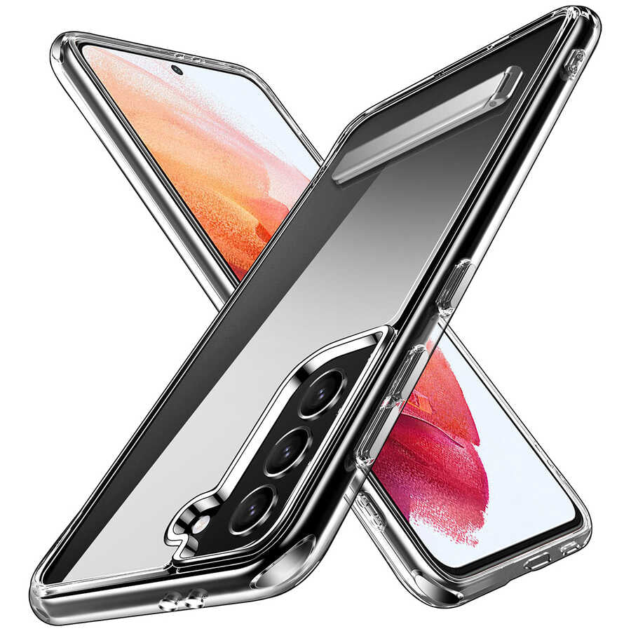 Galaxy S21 FE Kılıf Standlı Şeffaf Silikon Zore L-Stand Kapak