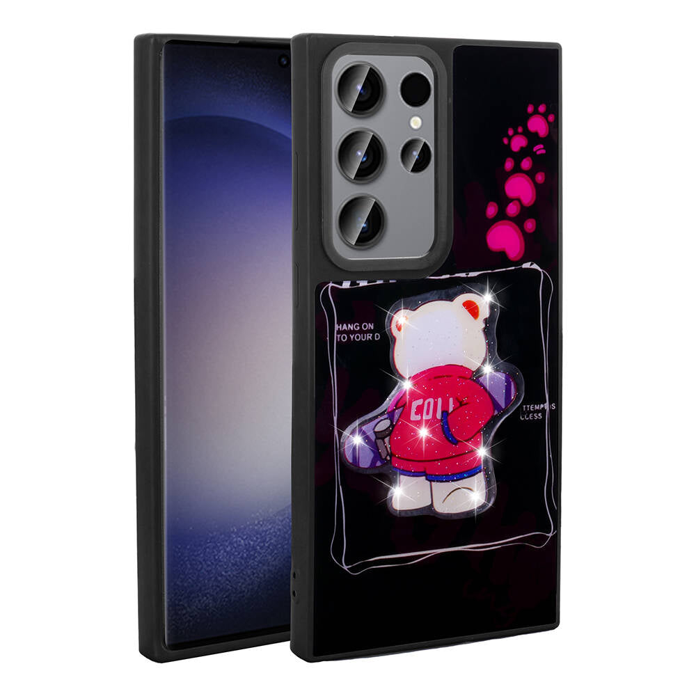 Galaxy S22 Ultra Kılıf Parlayan Kabartmalı İkonik Figürlü Zore Amas Silikon Kapak