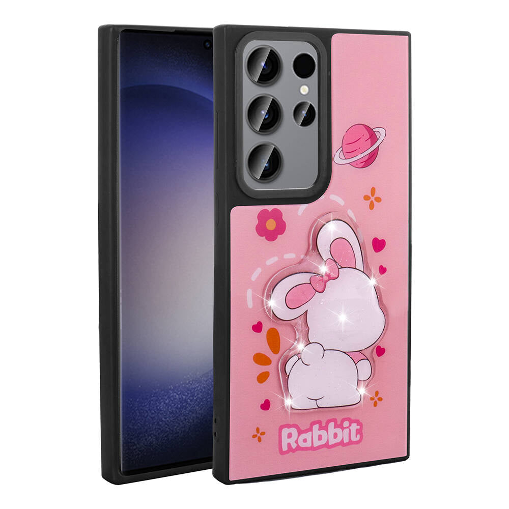 Galaxy S22 Ultra Kılıf Parlayan Kabartmalı İkonik Figürlü Zore Amas Silikon Kapak