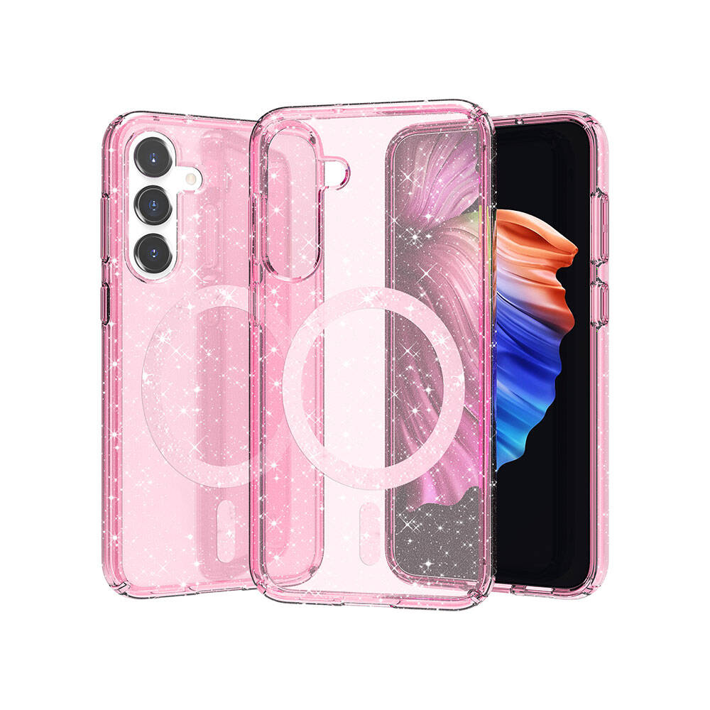 Galaxy S23 FE Kılıf M-safe Şarj Özellikli Parlayan Simli Saydam Renkli Zore Allstar Kapak