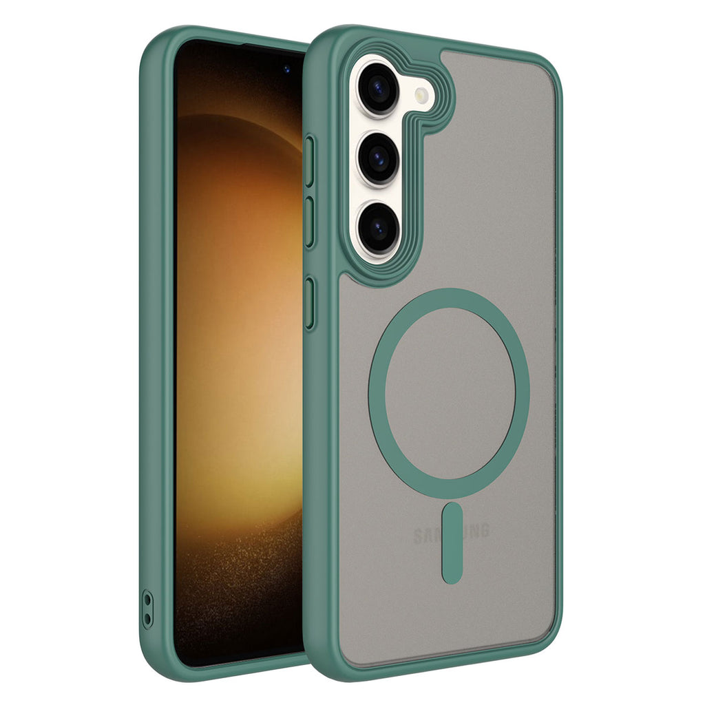 Galaxy S23 Kılıf Mat Arka Yüzey Wireless Şarj Özellikli Zore Flet M-safe Kapak