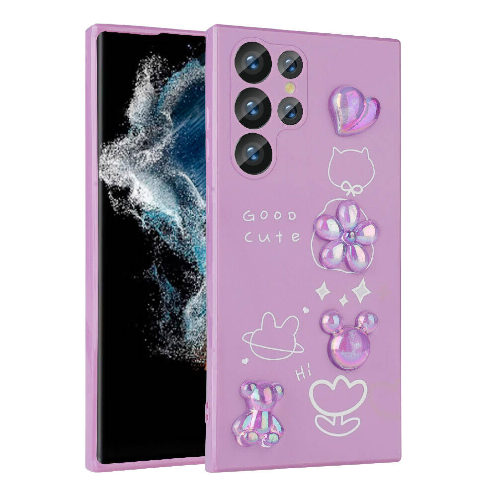 Galaxy S23 Ultra Kılıf Kabartma Figürlü Parlak Zore Toys Silikon Kapak