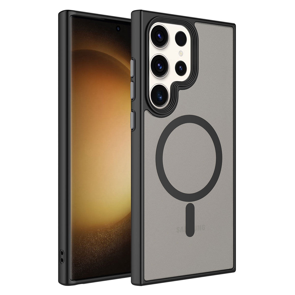 Galaxy S23 Ultra Kılıf Mat Arka Yüzey Wireless Şarj Özellikli Zore Flet M-safe Kapak