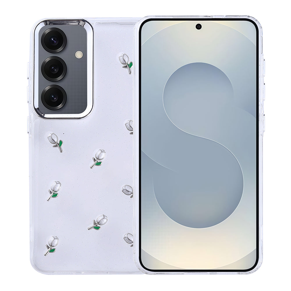 Galaxy S24 Kılıf Airbag Tasarımlı Simli Şeffaf Zore Kutup Kapak