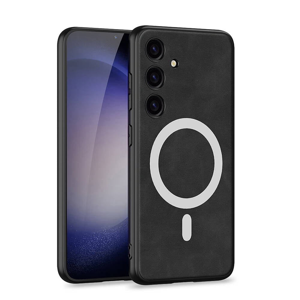 Galaxy S24 Plus Kılıf M-safe Şarj Özellikli Deri Tasarımlı Zore Kıpta Nubuk Kapak