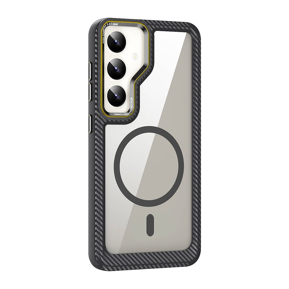 Galaxy S24 Plus Kılıf M-safe Şarj Özellikli Sert PC Karbon Fiber Kenar Tasarımlı Zore Libero Kapak