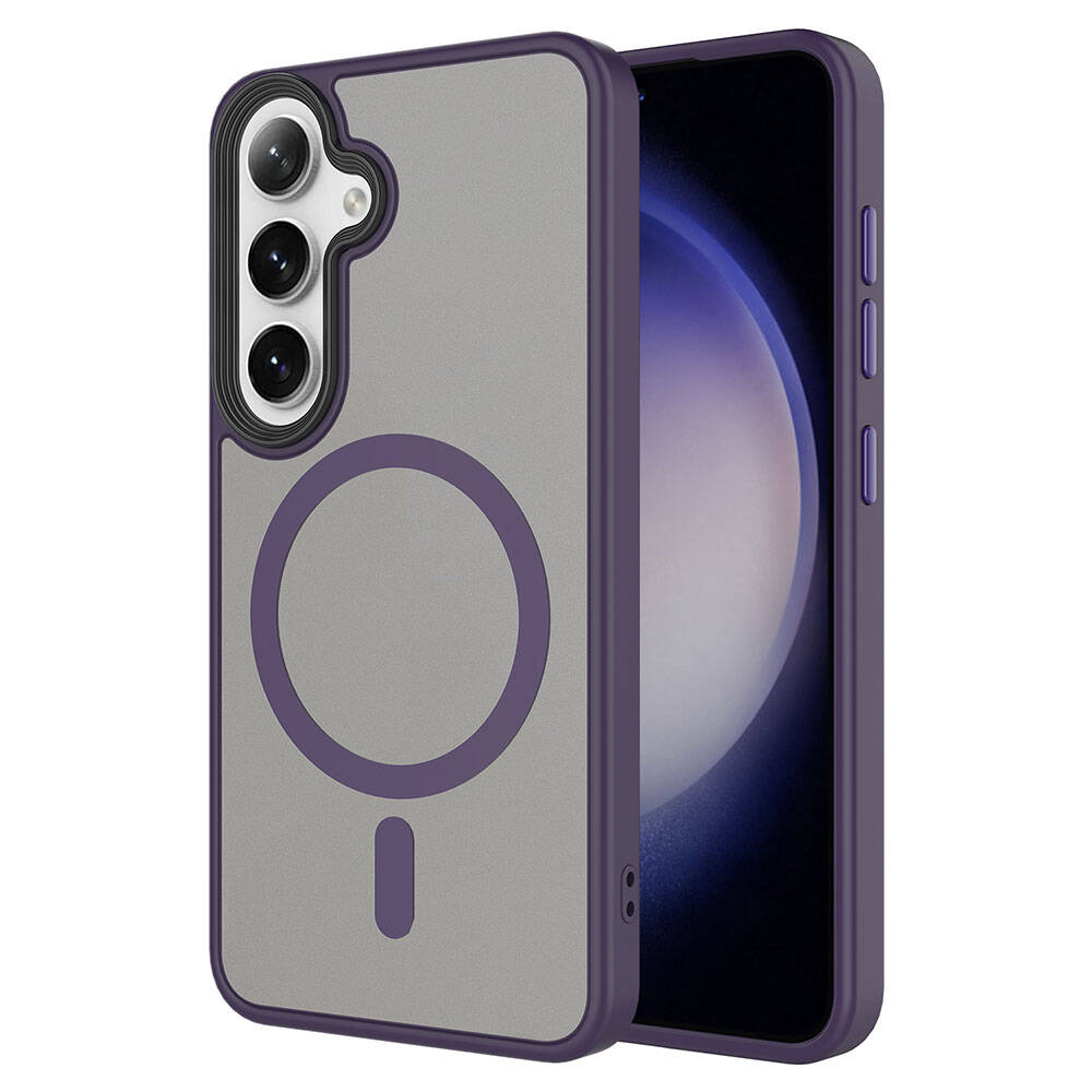 Galaxy S24 Plus Kılıf Sert PC Arka Yüzey Wireless Şarj Özellikli Zore Flet M-safe Kapak