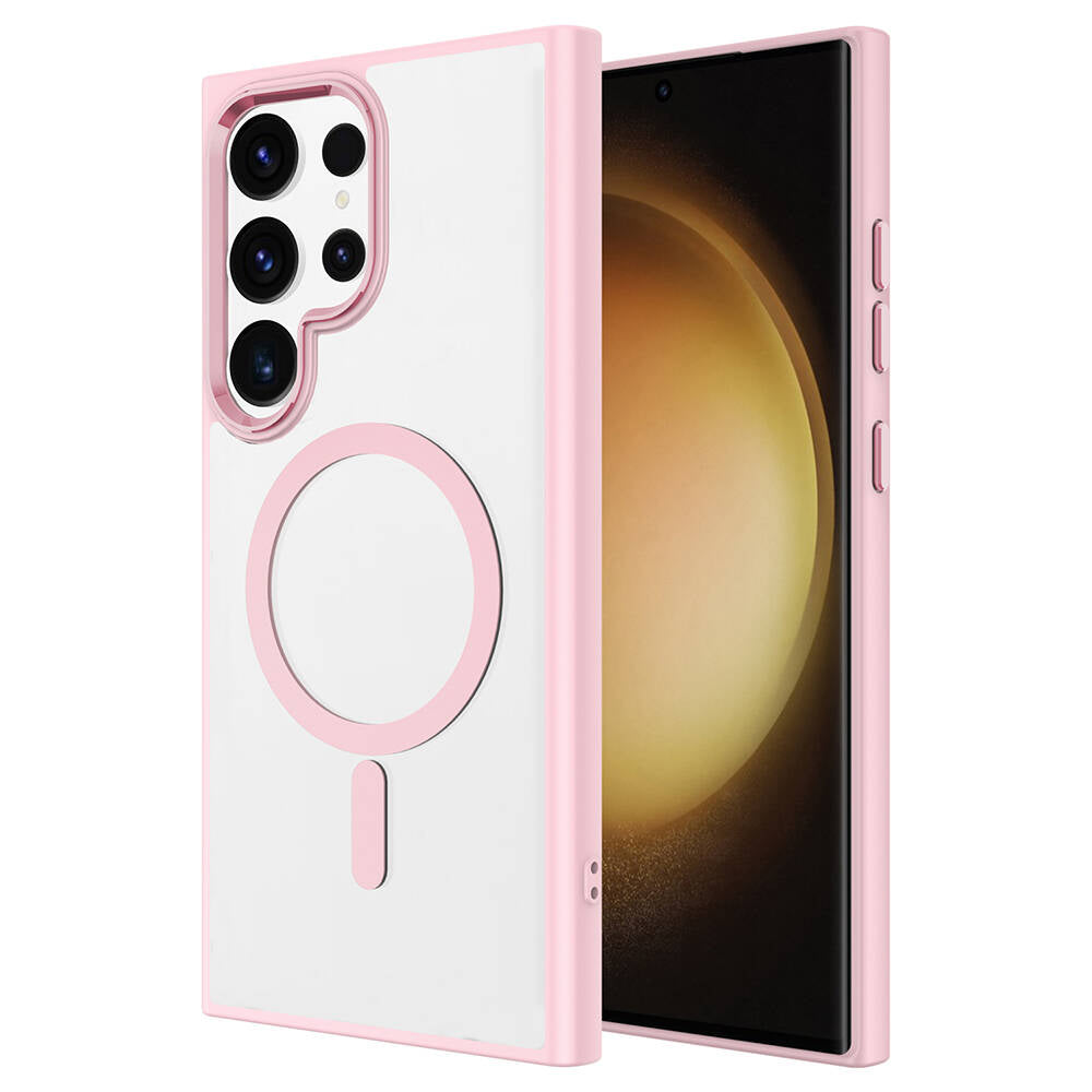 Galaxy S24 Ultra Kılıf M-safe Şarj Özellikli Zore Krom M-safe Silikon Kapak