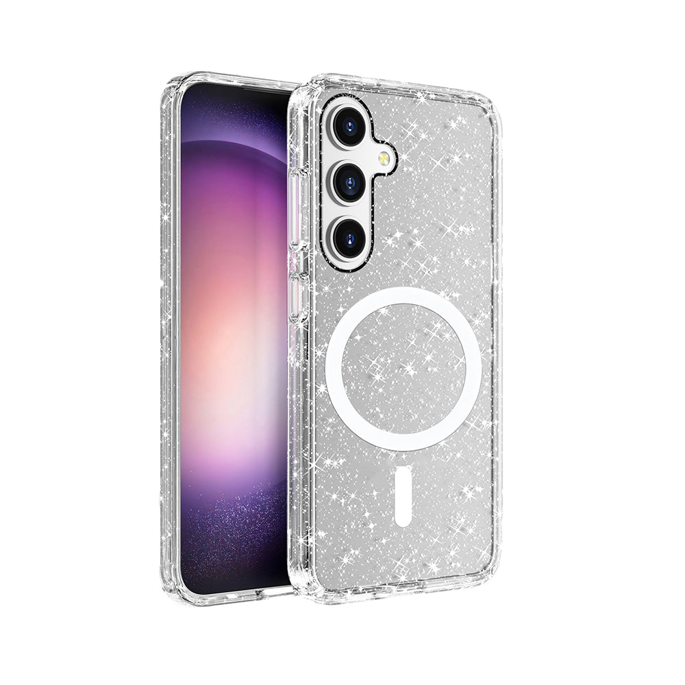 Galaxy S25 Plus Kılıf M-safe Şarj Özellikli Parlayan Simli Saydam Renkli Zore Allstar Kapak