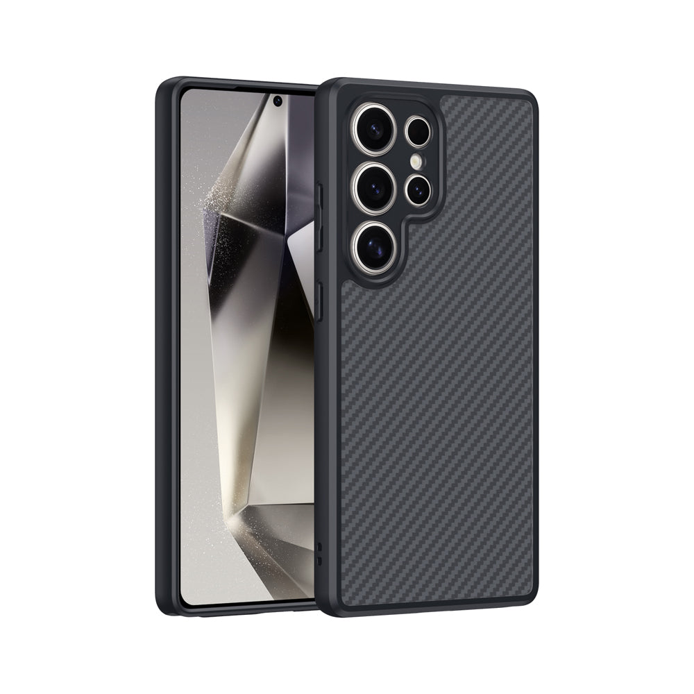 Galaxy S25 Ultra Kılıf M-safe Şarj Özellikli Karbon Fiber Tasarımlı Zore Elnino Kapak