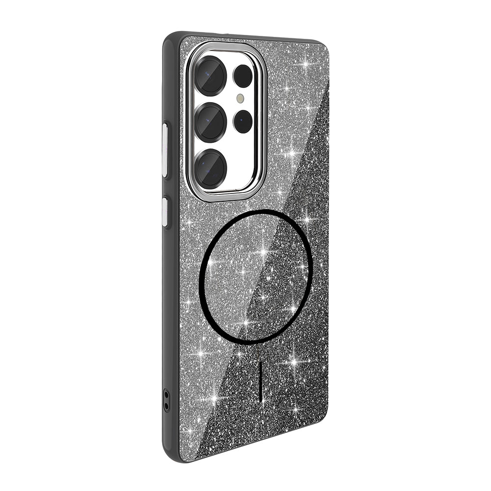 Galaxy S25 Ultra Kılıf M-safe Şarj Özellikli Parlayan Simli Zore Okso Kapak