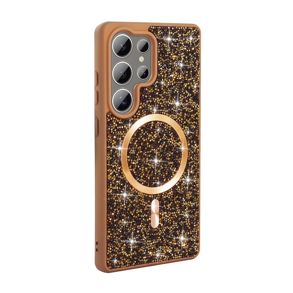 Galaxy S25 Ultra Kılıf Pırlanta Tasarımlı M-safe Şarj Özellikli Zore Mozaik Silikon Kapak