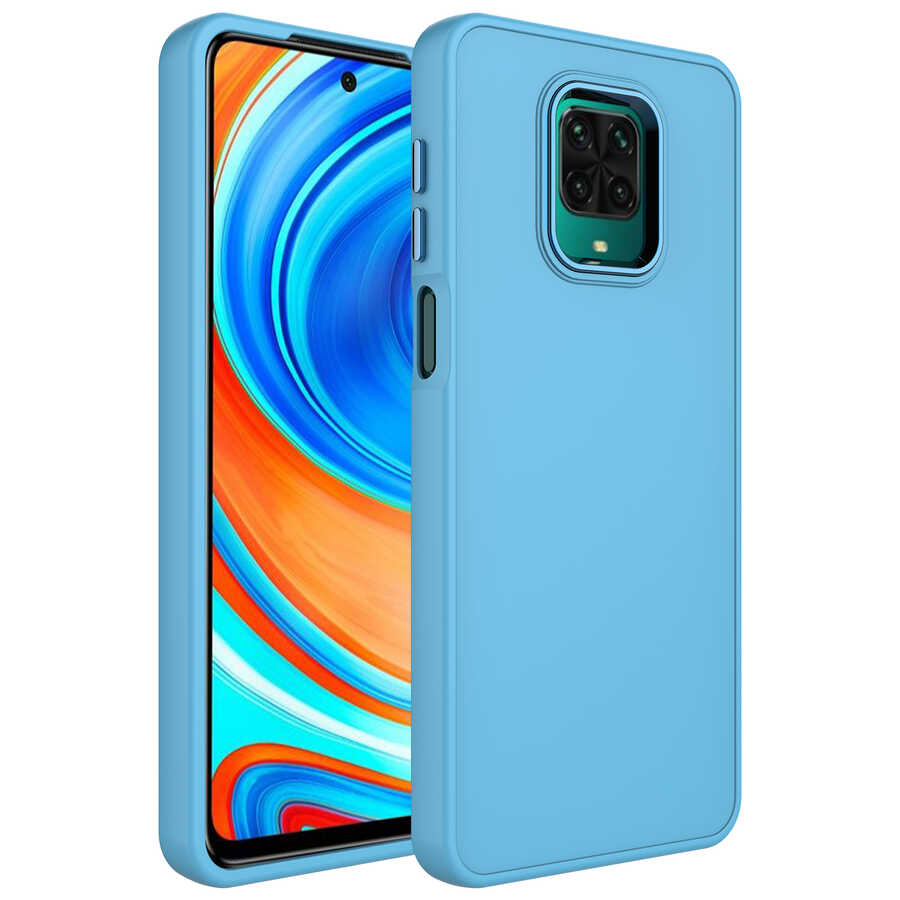Xiaomi Redmi Note 9 Pro Kılıf Metal Çerçeve ve Buton Tasarımlı Silikon Zore Luna Kapak